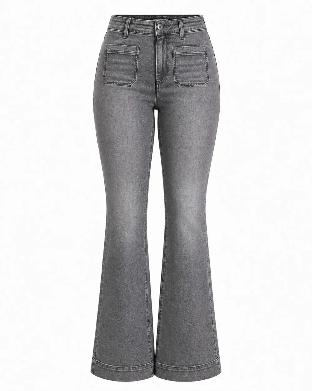J.Jill High Rise Flare Jeans Womens 12 Gray Patch Pocket Stretch